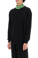 WOOL SWEATER WITH LOGOED COLLAR